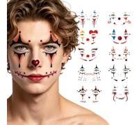 Adesivi con volto da pagliaccio per bambini, 10 pezzi, impermeabili | Adesivo viso per feste cosplay, per bambini e ragazzi, feste a tema, spettacoli scolastici, carnevale