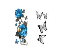 Adesivi Corpo Adesivo Per Tatuaggi Con Fiori E Farfalle Da 2 Pezzi, Duraturo E Impermeabile, Realistico Per Le Donne, Braccio, Collo E Gamba