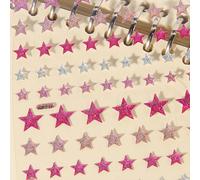 Adesivi da 3D glitter a forma di stella rosa e bianca, adesivi decorativi per diario con cristalli e strass, accessori di ritorno a scuola Tagli Unica,2 pezziPET