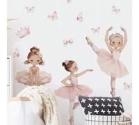 Adesivi da attaccare e staccare con ballerina, principessa e fiori, accessori a farfalla per la stanza, decorazioni per la camera dei bambini piccoli, ornamenti per l'interno della camera da letto del