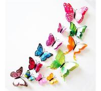 Adesivi da parete 3D a forma di farfalla, decorazione fai da te per la casa e la cameretta dei bambini, set di 12 realistici (arcobaleno)