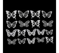Adesivi da parete 3D a forma di farfalla in bianco e nero, 18 pezzi, per progetti interni residenziali che richiedono sottili miglioramenti da parete con motivi naturali (C)