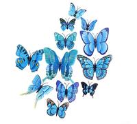 Adesivi da parete 3D a forma di farfalla, per interni moderni e minimalisti, in stile scandinavo o bohémien, dove il contrasto strutturale e i motivi organici sono enfatizzati (blu)