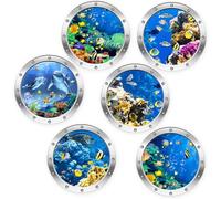 Adesivi da Parete 3D Mondo Sottomarino,3D Ocean World Wall Decor,Adesivi Murali 3d Mare,Delfino Tartaruga Decorazion Murale,Ocean World Adesivi Murali Parete,per Camerette Bambini Asilo Nido Bagno6PCS