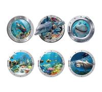 Adesivi da Parete 3D Sea Life Oceano,Forreen 6 Pezzi Adesivo da Parete Rimovibili in Vinile Impermeabile Delfini Tartarughe Adesivi Murali per Camerette Bambini Asilo Nido Bagno