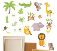 Adesivi da parete a tema animali della giungla, impermeabili, autoadesivi | rimovibili, a tema animali della giungla, per cameretta dei bambini, camera dei giochi, decorazione per la cameretta dei