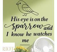 Adesivi da parete con citazione motivazionale "His Eye is on the Sparrow", in vinile, con scritta "I Know He Watches Me", per soggiorno, camera da letto, ufficio, decorazione cristiana, autoadesivo