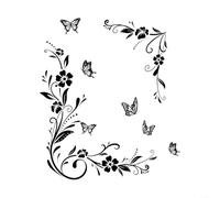 Adesivi da parete con farfalle, alberi di vite, fiori e piante, adatti per pareti lisce e oggetti in plastica a specchio (MS7579-NL)