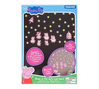 Adesivi da parete con Peppa Pig che si illuminano al buio, decorazione per camera da letto con licenza ufficiale, include 200 stelle, 6 personaggi, razzo e casa, accessori per la stanza dei bambini