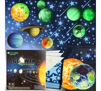 Adesivi da parete con stelle e pianeti che si illuminano al buio, con sistema solare luminoso, adesivi da soffitto per camera da letto dei bambini e qualsiasi stanza, decorazione spaziale brillante,