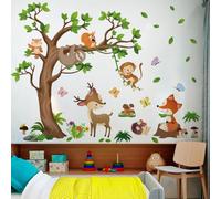 Adesivi da parete con vivaci animali della giungla per la cameretta dei bambini, divertenti disegni di scimmie per la decorazione della cameretta dei giochi (C)