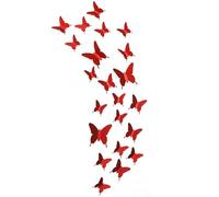 Adesivi da parete glitterati a forma di farfalla, colore: rosso