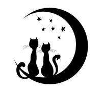 Adesivi da parete in vinile con gatto, stelle e luna, per cameretta dei bambini, decorazione romantica per la notte, decorazione da parete rimovibile, grazioso ornamento piccolo - 42x43cm