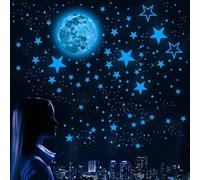 Adesivi da parete luminosi a forma di stella e luna che si illuminano al buio, per la decorazione della stanza a tema spaziale, adatti per camera da letto