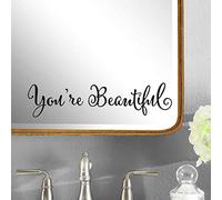 Adesivi da parete motivazionali per specchio da parete, con frasi motivazionali "You're Beautiful", con frasi motivazionali, per casa, ufficio, 24,9 x 5,6 cm