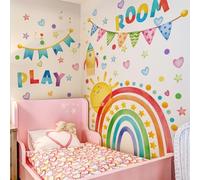 Adesivi da parete per bambini con sole, razzo e striscione, adesivi autoadesivi e staccabili per stanza dei giochi, materiale PVC per un uso duraturo (1)