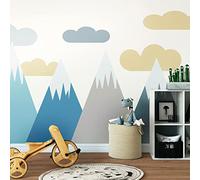 Adesivi da parete per bambini, decorazione per cameretta dei bambini, adesivo da parete, gigante, per bambini, montagne scandinave, volka, 40 x 60 cm