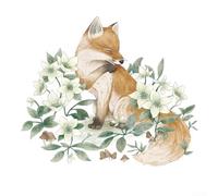 Adesivi da parete per cameretta dei bambini con volpe e fiori, rimovibili e resistenti all'acqua per una facile decorazione da parete fai da te