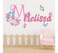 Adesivi da parete personalizzato con nome - Farfalle e fiori decorativi per la stanza dei bambini - Stickers dei Bambini - Adesivi Nomi
