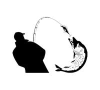 Adesivi da pesca Catch Fishing Pescatore Pesce Barca Mare Oceano Decorazione Auto Finestra Adesivo da parete Rimovibile Decorazione moderna Murales Grande - 58x78cm