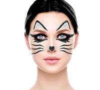 Adesivi da viso glitterati per trucco effetto gatta gattina 20x20 cm