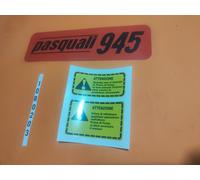 ADESIVI DECALCOMANIE PER PASQUALI 945 MOTOCOLTIVATORI E 4 RUOTE PASQUALI 945
