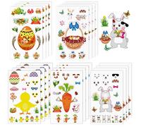 Adesivi decorativi a forma di uovo di Pasqua per bambini, motivo: animali, mucca, anatra, pecora, album di ritagli, lettere piccole