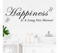Adesivi decorativi da parete in vinile per bagno con scritta "Happiness Is A Long Hot Shower