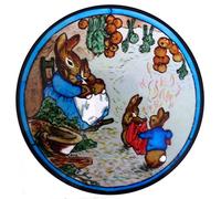 Adesivi decorativi statici per vetrI, beatrix potter, con disegno “peter coniglio a casa”