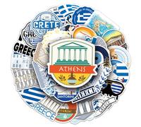 Adesivi della Grecia, 50 pezzi, decalcomanie impermeabili in vinile dell'antica Atene per bottiglie d'acqua, laptop, skateboard, caschi, moto, album fotografici, agende, diari, adesivi estetici per