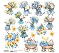 Adesivi di carta per scrapbooking - ScrapLove - Animali floreali primaverili 1 animali con fiori