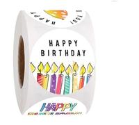 Adesivi di compleanno 500pcs/rotolo adesivi rotondi carini per il compleanno etichette personalizzate in busta auto adesiva per feste celebrate decorazioni, rotonde