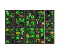 Adesivi di Halloween per bambini | Decalcomania del corpo luminoso, disegni | 10x Trick o Treat Tatuaggi falsi | Boys Girls Party Fun, pacchetto accessorio in costume spettrale