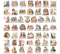 Adesivi Di Natale Per Lavoretti Creativi 56 Pezzi Decorazioni a Tema Cane | Decalcomanie Lavoretti Forniture Feste per Telefono Album Interno Esterno Casa Uffici