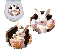 Adesivi di Pasqua per Finestra 2 Pezzi Primavera PVC Impermeabile | Decalcomanie WC Per Feste Coniglio Adesivi Per Specchio Sedile WC Piastrella Scuola Negozio
