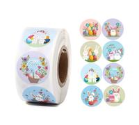 Adesivi di Pasqua Roll Adesivi per uova adesivi uova carini adesivi di coniglio rotondi etichette di pasqua auto adesive per forniture per decorazioni per feste, 1 pollice 500 pezzi