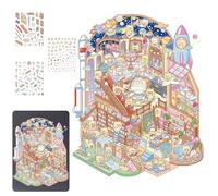 Adesivi di scena, set di adesivi per la casa, adesivo del museo della scienza del fumetto adesivi carini, adesivi per la casa fatti a mano, scena della decalcomania