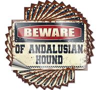 Adesivi divertenti per auto Beware of Andalusian Hound Funny Sticker 10 pezzi No Stupid People Sign Sticker Box (12 x 18 cm)