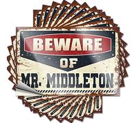 Adesivi divertenti per auto Beware of Mr. Middleton adesivi divertenti 10 pezzi Little Man Cave Sign segni sarcastici (12 x 18 cm)