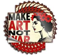 Adesivi divertenti per auto Make Art Not War, 10 adesivi per accessori auto (8 x 12 cm)