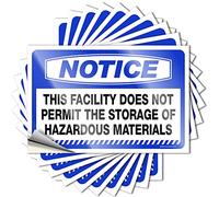 Adesivi divertenti per auto Notice This Facility Does Not Permit The Storage of Hazardous Materials Stickers 10 pezzi divertente cartello per la casa per la tua auto (6 x 9 cm)