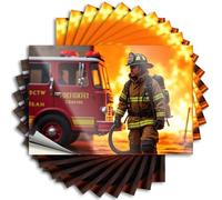 Adesivi divertenti per auto pompiere in azione con camion dei pompieri e fiamme. Adesivi 10 pezzi uomo grotta uomo bar segni grotta per uomini (12 x 18 cm)