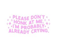 Adesivi divertenti per auto rosa “Please Don't Honk At Me, I'm Probably Already Crying” Adatti per auto e SUV