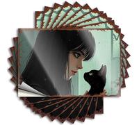 Adesivi divertenti per auto Whispering Secrets: A Girl and Her Black Cat Stickers 10 pezzi divertenti adesivi per auto di Halloween (6 x 9 cm)