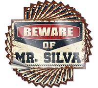 Adesivi divertenti per cassetta degli attrezzi, con scritta "Beware of Mr. Silva", 10 pezzi, decorazione per la casa e accessori per auto (6 x 9 cm)