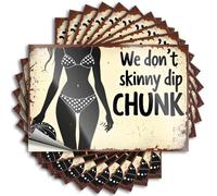 Adesivi divertenti per paraurti We Don't Skinny Dip Chunk. 10 adesivi per finestre per auto e uomini cartelli e decorazioni (6 x 9 cm)