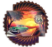 Adesivi e decalcomanie Hardhat auto vintage guida sulla rotta 66 al tramonto. Adesivi 10 pezzi adesivi per auto per parabrezza divertenti adesivi per auto (12 x 18 cm)