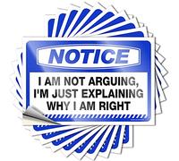 Adesivi e decalcomanie Hardhat Avviso I Am Not Arguing, I'm Just Explaining Why Right Stickers 10 pz divertenti decalcomanie auto cartelli per la decorazione della casa (6 x 9 cm)