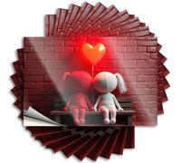 Adesivi e decalcomanie Hardhat Due bambole sedute su una panchina con un palloncino a forma di cuore. Adesivi 10 pezzi adesivi per auto (6 x 9 cm)