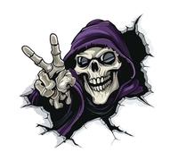 Adesivi E Decalcomanie Per Auto Con Teschio - Adesivi Per Auto Con Teschio 3D In PVC, Adesivii Scheletro Di Halloween, Adesivii Riflettenti Decorativi Di Halloween Per Paraurti, Antigraf